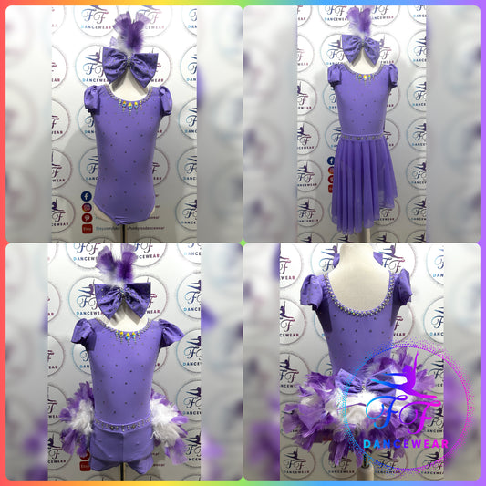 BESPOKE 2 in 1 Lilac Stoned Lyrical / Contemporary / Modern / Tap / Jazz Dance Costume (Size 0 - 5/6 yrs)
