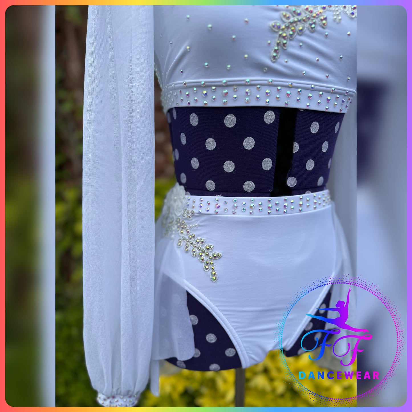 BESPOKE White Stoned Two Piece Lyrical / Contemporary Dance Costume (Adult S)