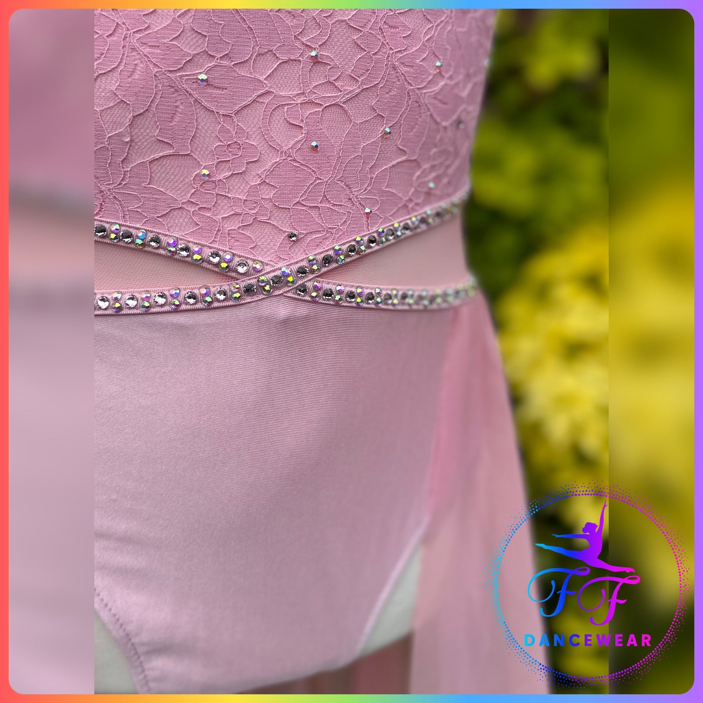 SEMI-BESPOKE Pink Lace Stoned Lyrical / Contemporary Dance Costume (11/12 yrs)