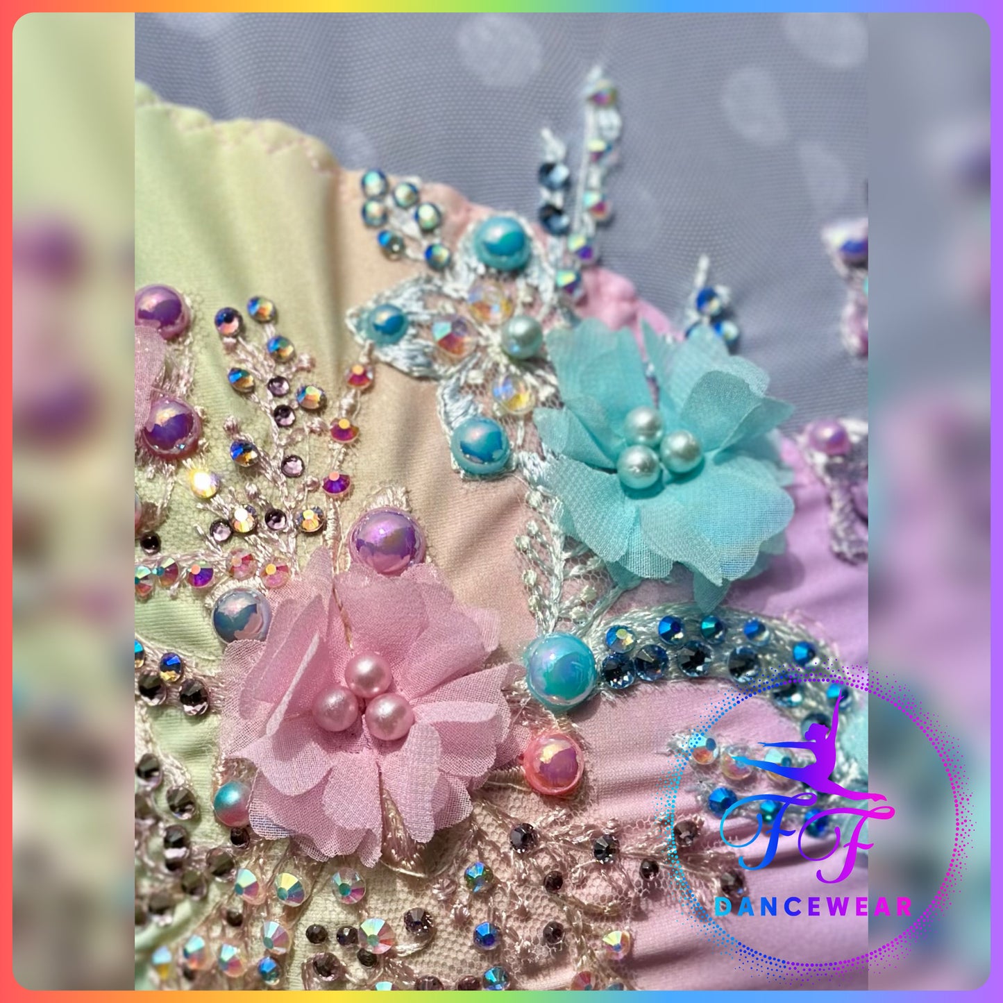 BESPOKE Pastel Rainbow Two Piece Lyrical / Contemporary Dance Costume (Adult XS)
