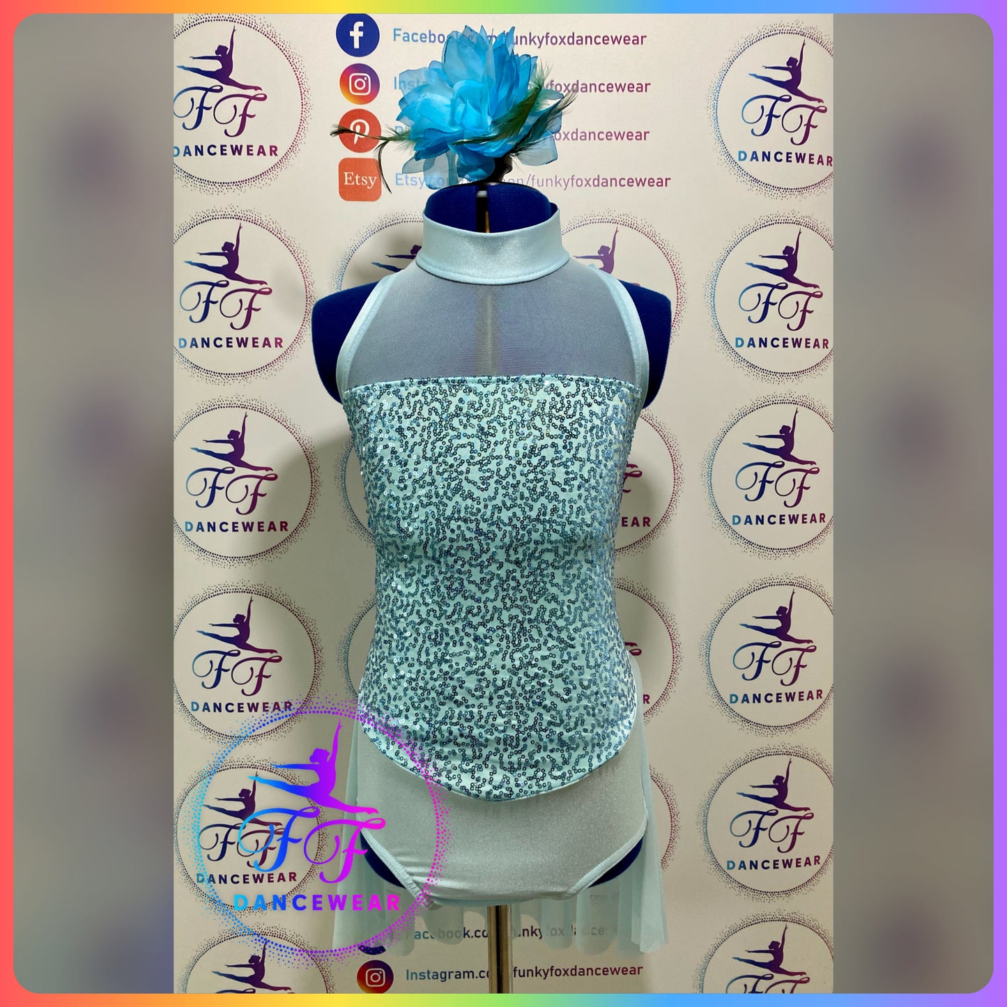 NEW EX-SAMPLE Pale Blue Sequin Lyrical / Contemporary Dance Costume (Size 2 - 9/10 yrs)