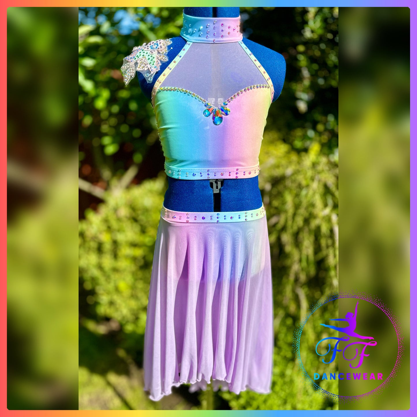 BESPOKE Pastel Rainbow Lyrical / Contemporary Dance Costume (Size 2 - 9/10 yrs)