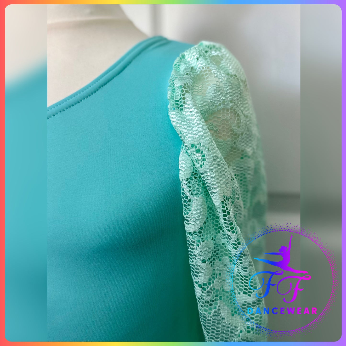 Mint Asymmetrical Leotard and separate open Lace Skirt Lyrical / Contemporary Dance Costume (Size 3a - 11/12 yrs)