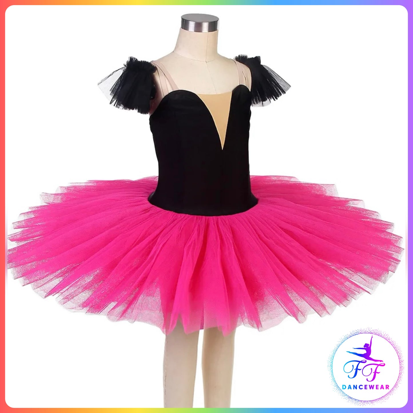Black Velvet & Pink Stretch Pancake Ballet Tutu