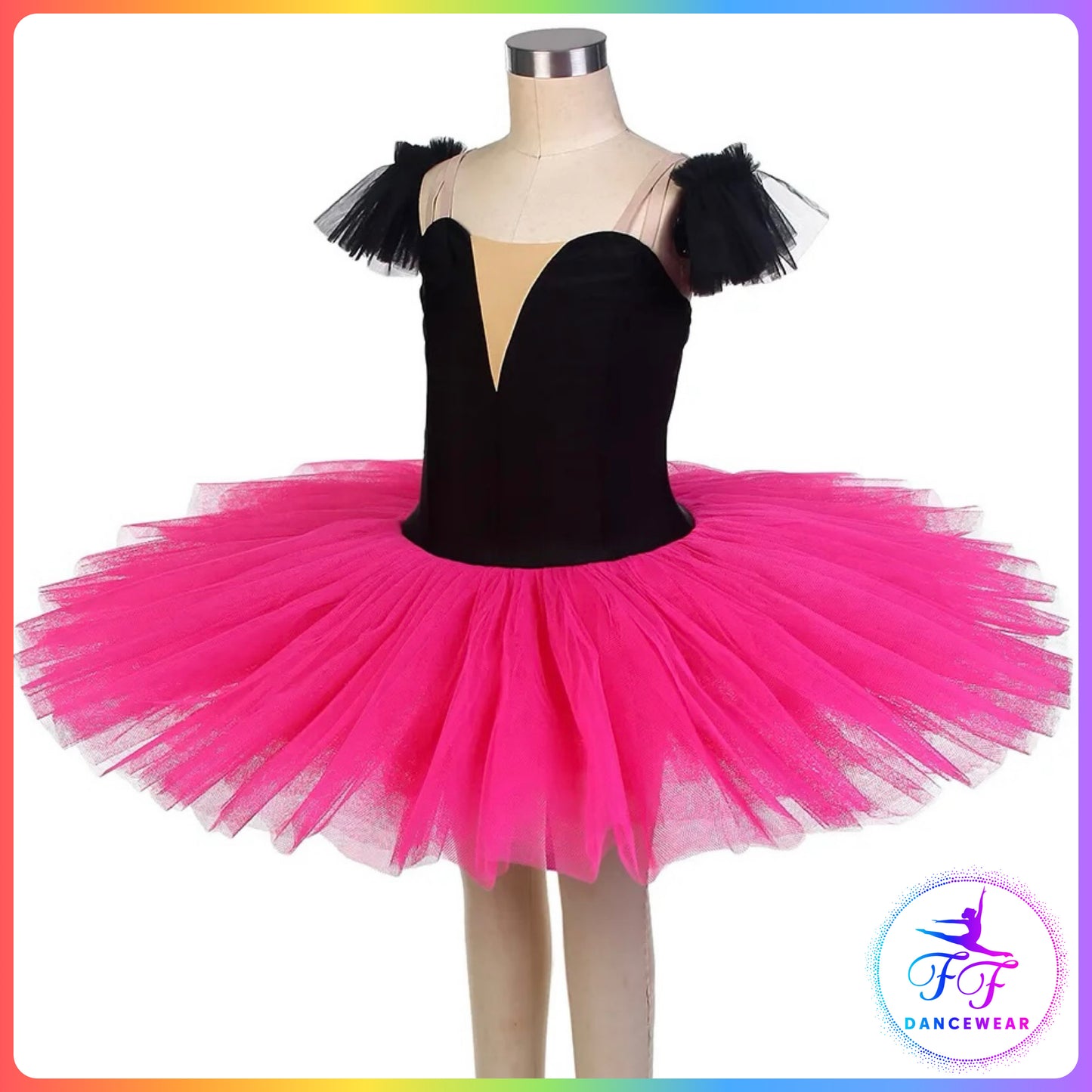 Black Velvet & Pink Stretch Pancake Ballet Tutu