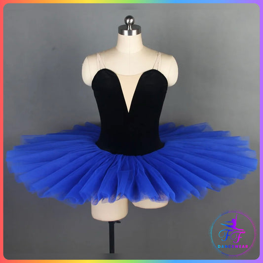 Black Velvet & Blue Stretch Pancake Ballet Tutu