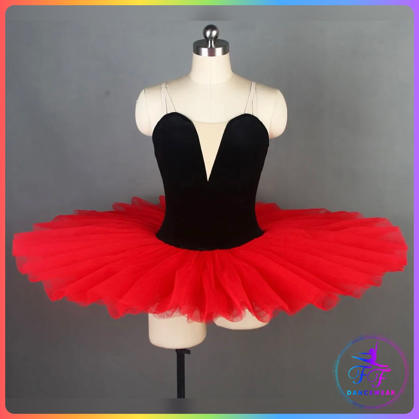 Black Velvet & Red Stretch Pancake Ballet Tutu