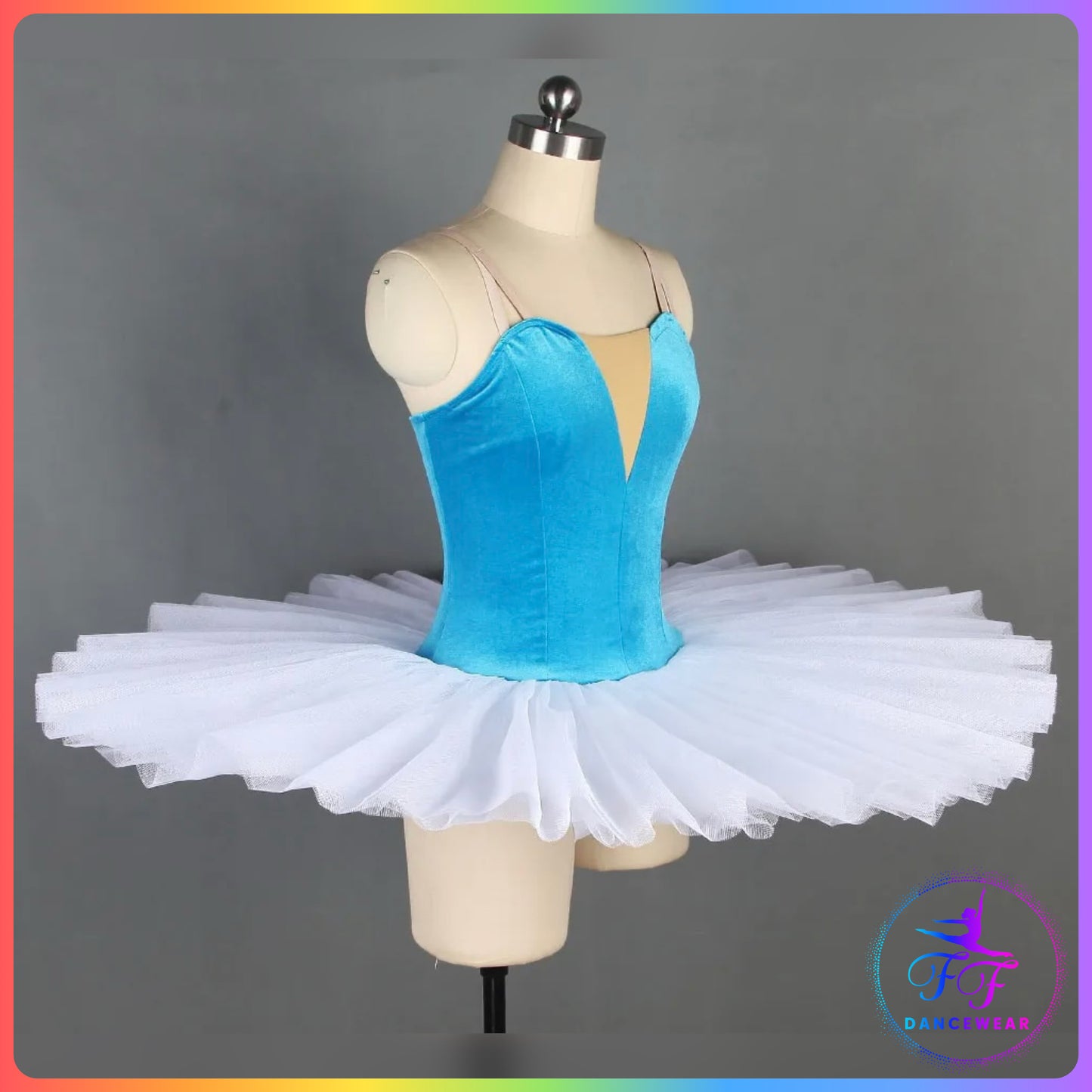 Turquoise Velvet & White Stretch Pancake Ballet Tutu