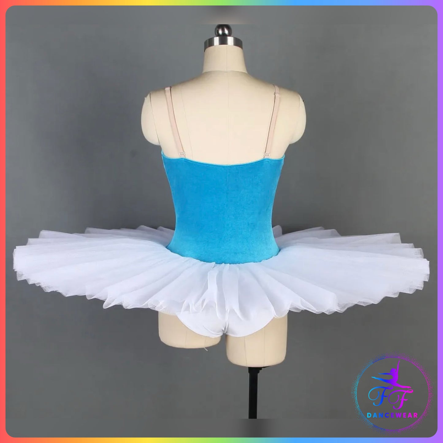 Turquoise Velvet & White Stretch Pancake Ballet Tutu