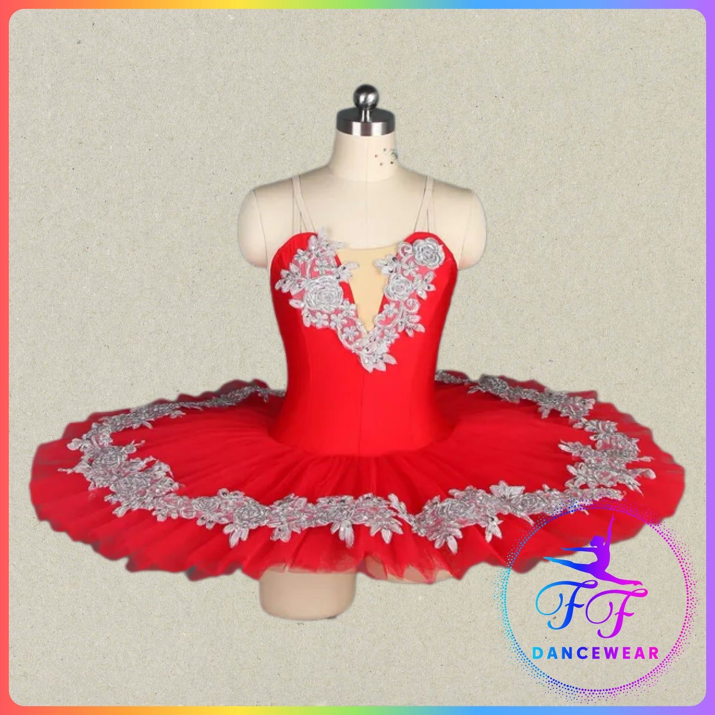 Red Floral Trim Professional Ballet Pancake Tutu (Child & Adult Sizes)