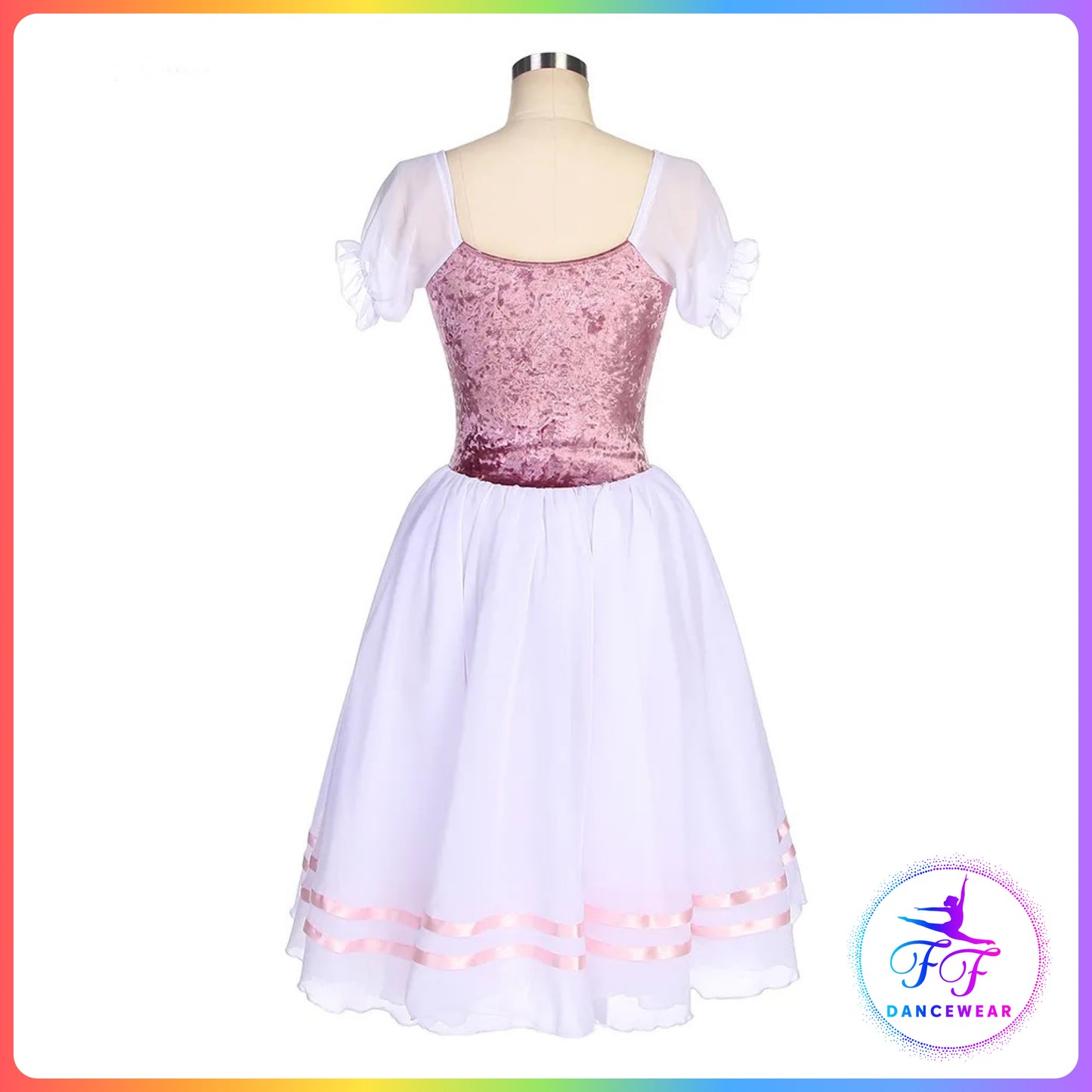 Pink & White Puff Sleeve Ballet Dress (Child & Adult Sizes)
