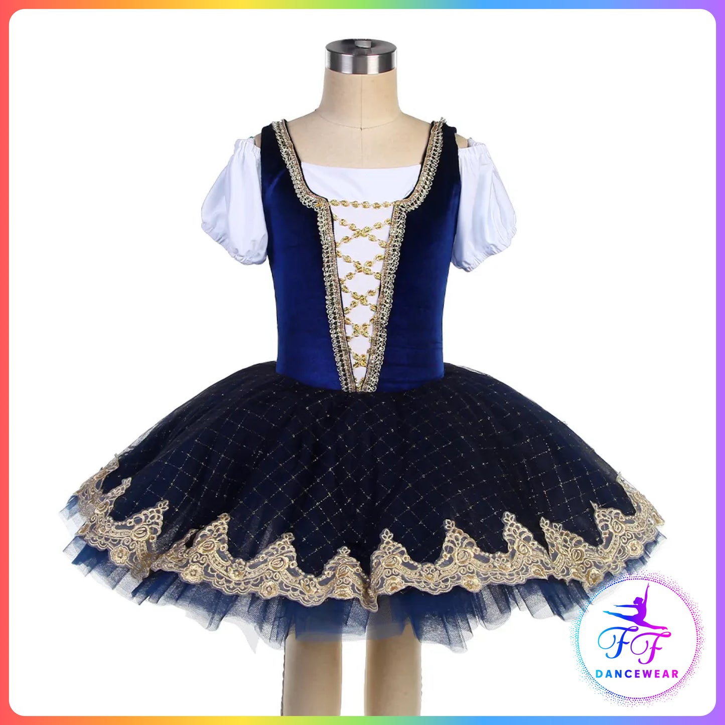 Blue Velvet Cold Shoulder Style Bell Ballet Tutu (Child & Adult Sizes)