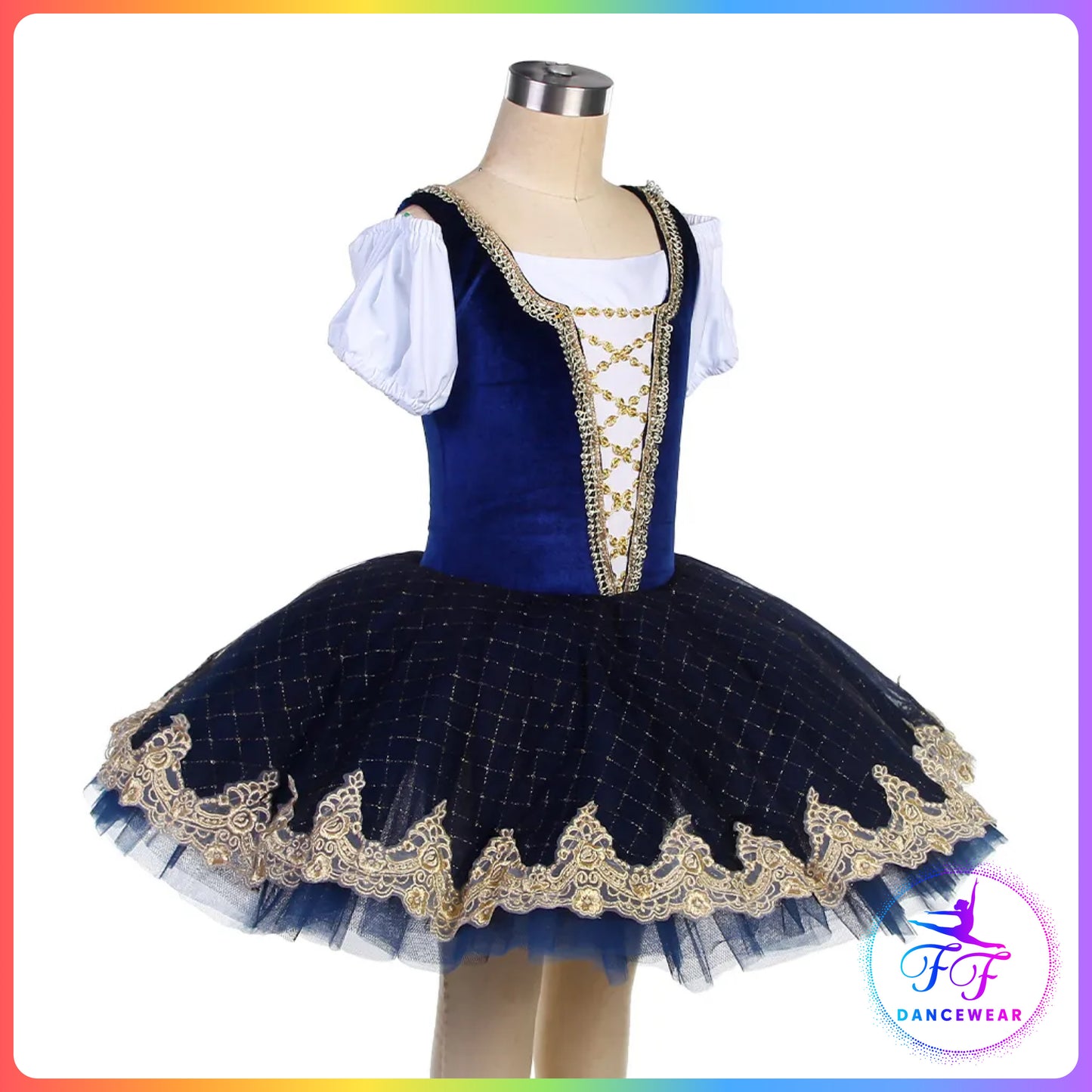 Blue Velvet Cold Shoulder Style Bell Ballet Tutu (Child & Adult Sizes)