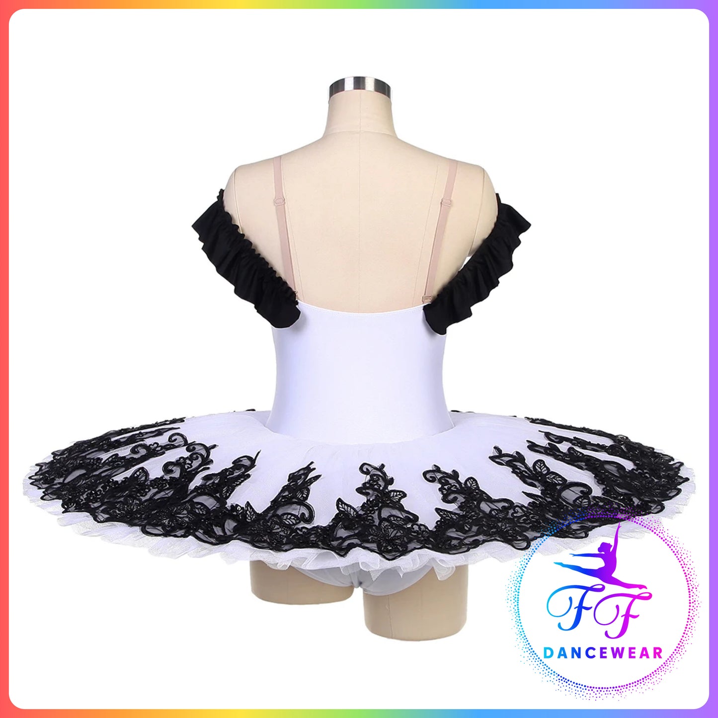 Ivory / White & Black Professional Ballet Pancake Tutu (Child & Adult sizes)