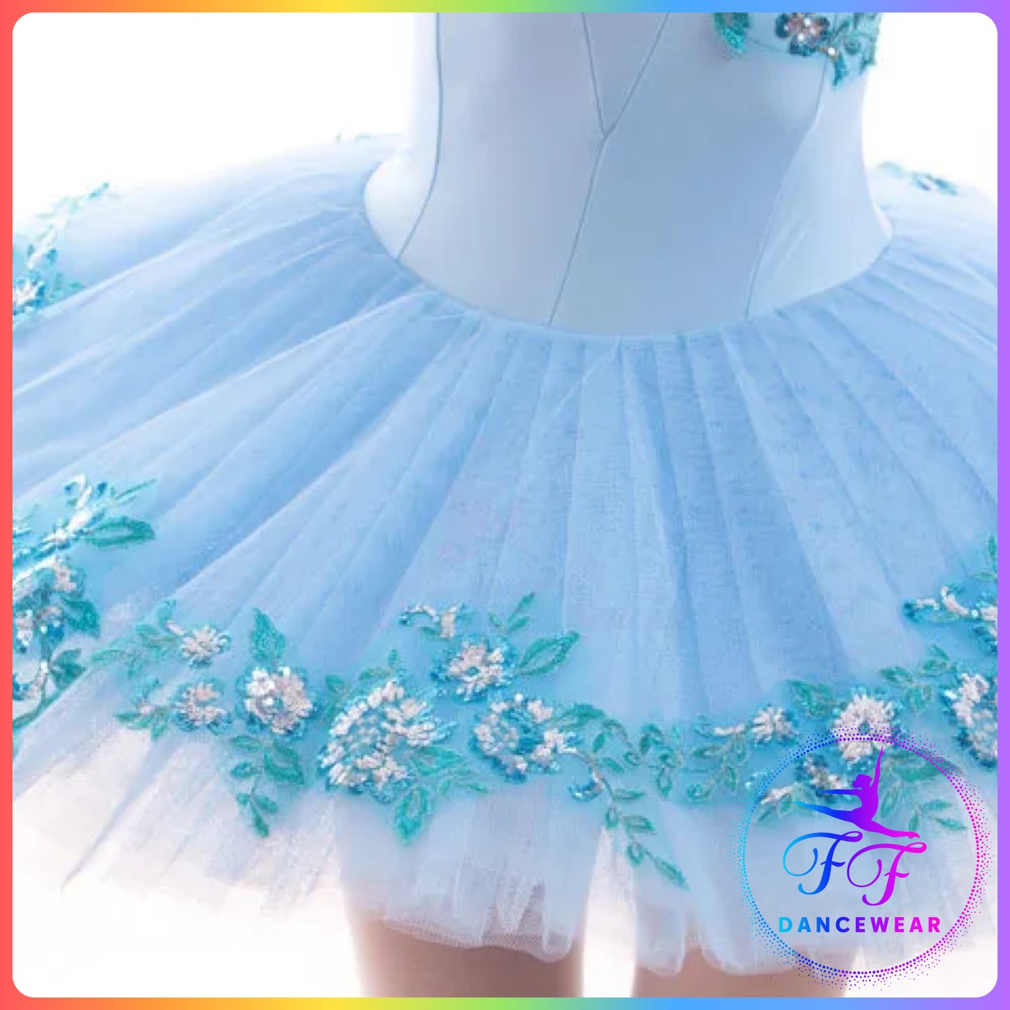 Blue Sequin Floral Stretch Professional Ballet Pancake Tutu (Child & Adult sizes)