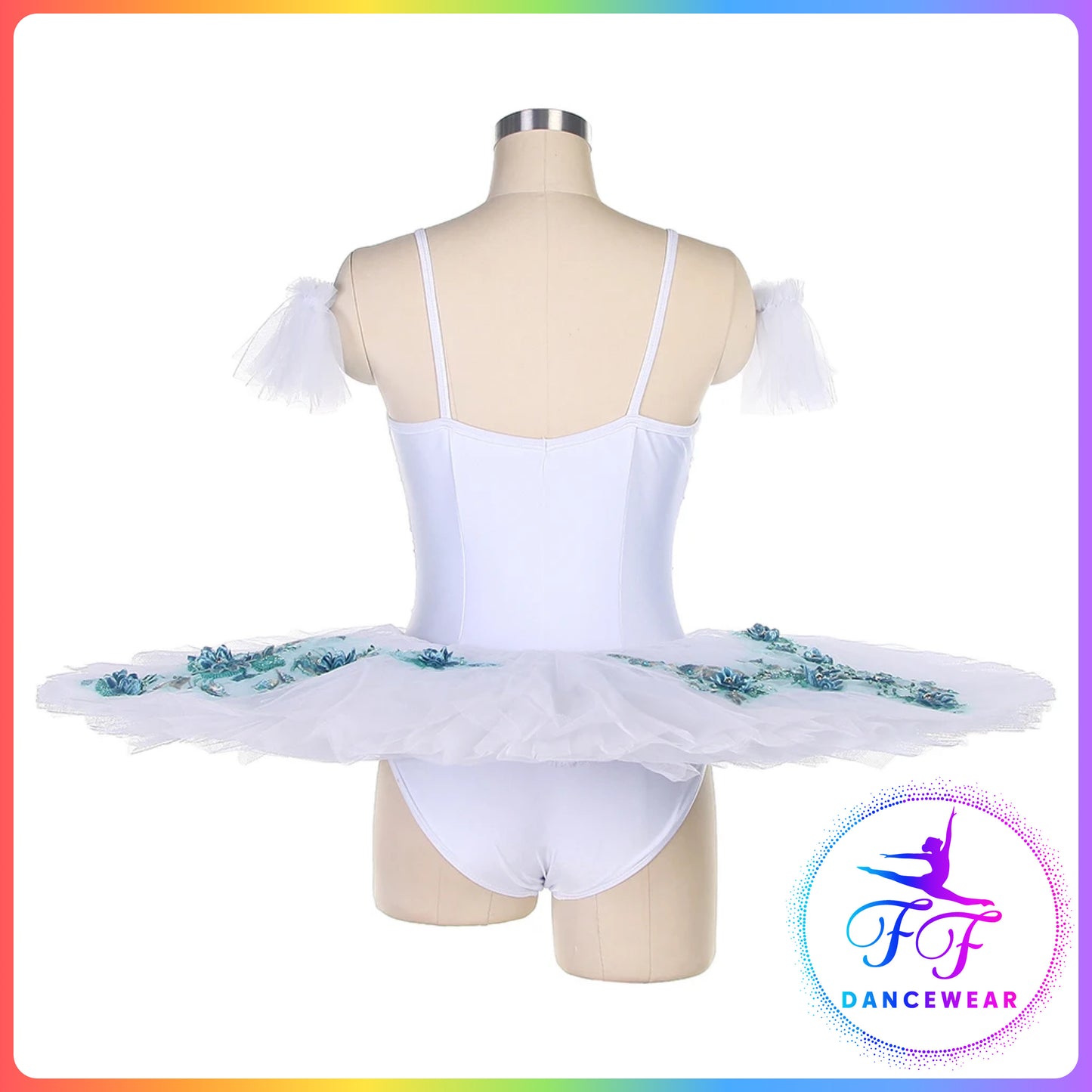 White Sequin Floral Stretch Professional Ballet Pancake Tutu (Child & Adult sizes)