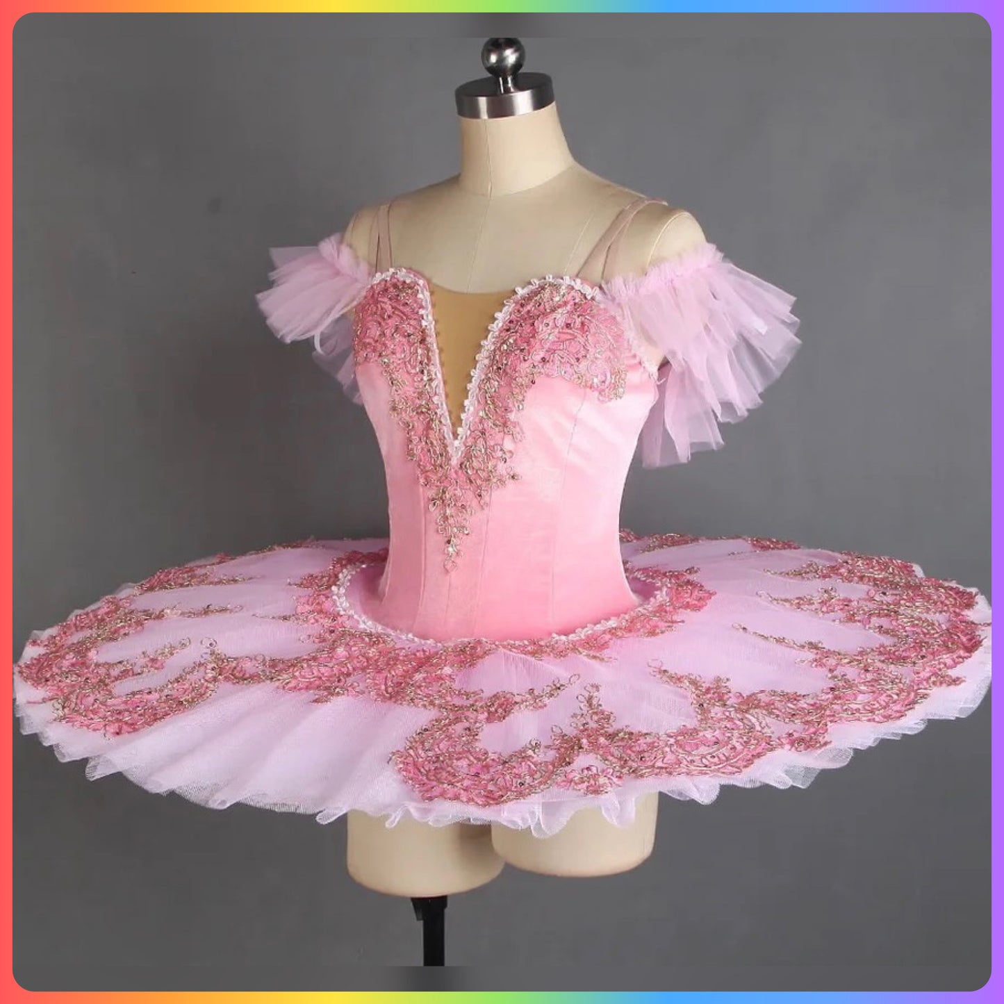 Pink Velvet Off the Shoulder Professional Ballet Pancake Tutu (Child & Adult Sizes)
