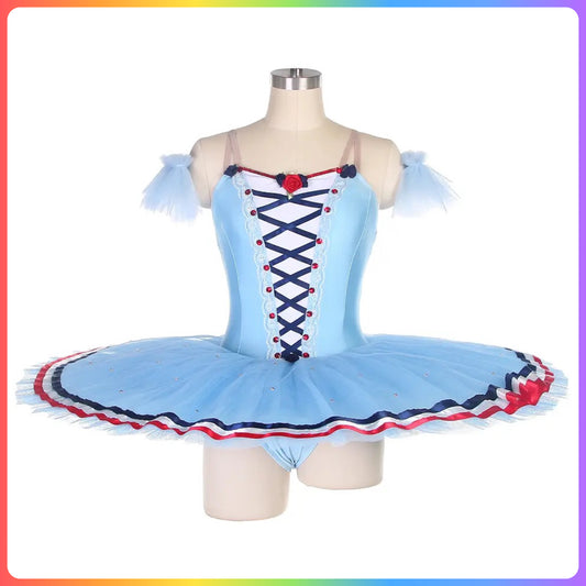 Sky Blue Lace Front Professional Ballet Pancake Tutu (Child & Adult Sizes)