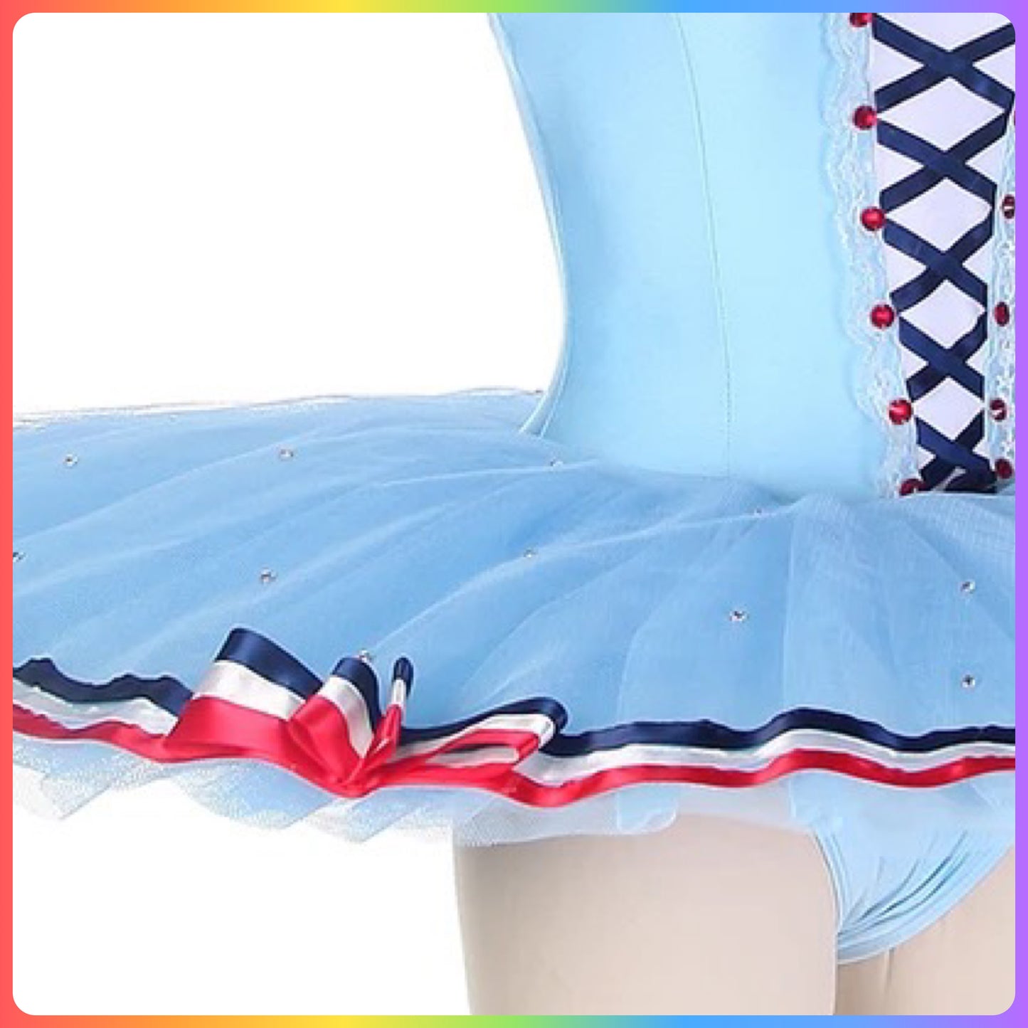 Sky Blue Lace Front Professional Ballet Pancake Tutu (Child & Adult Sizes)
