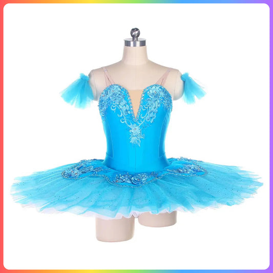Sea Blue Floral Professional Ballet Pancake Tutu (Child & Adult Sizes)
