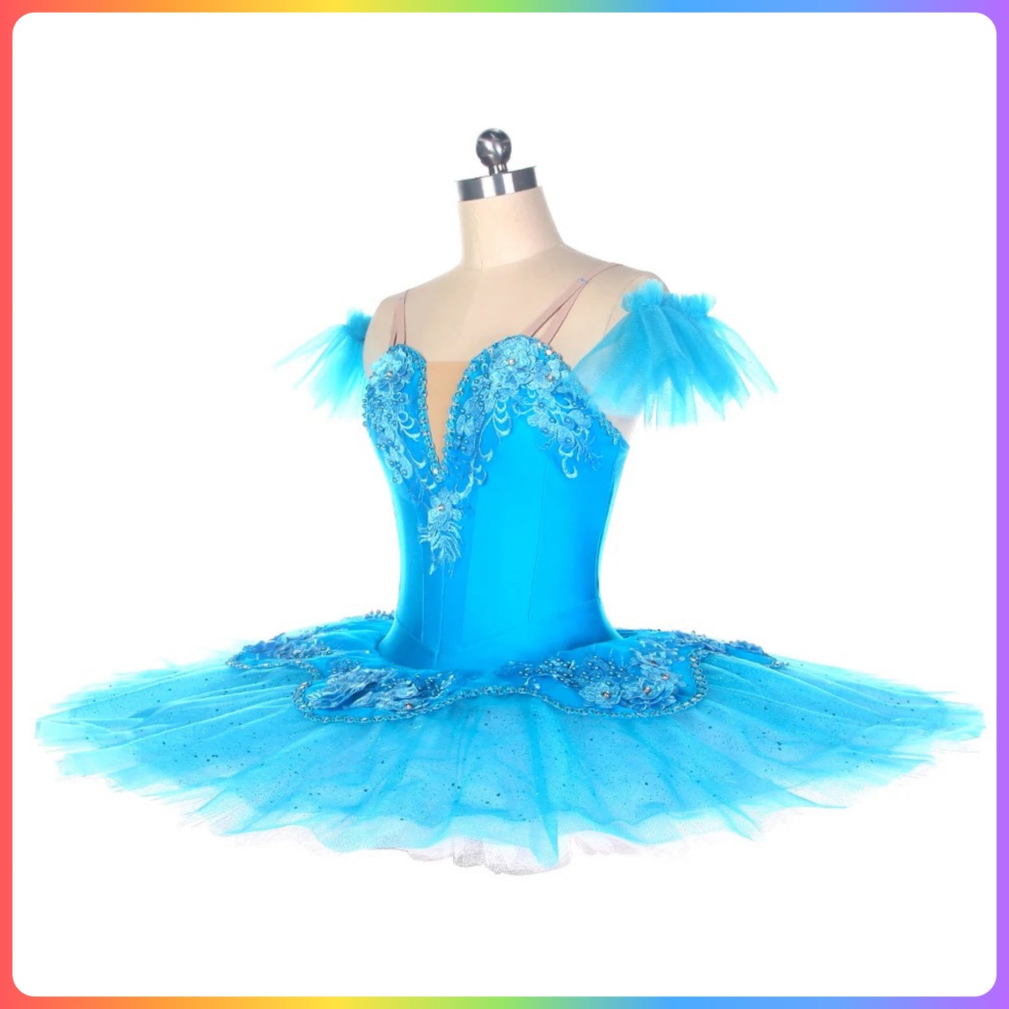 Sea Blue Floral Professional Ballet Pancake Tutu (Child & Adult Sizes)