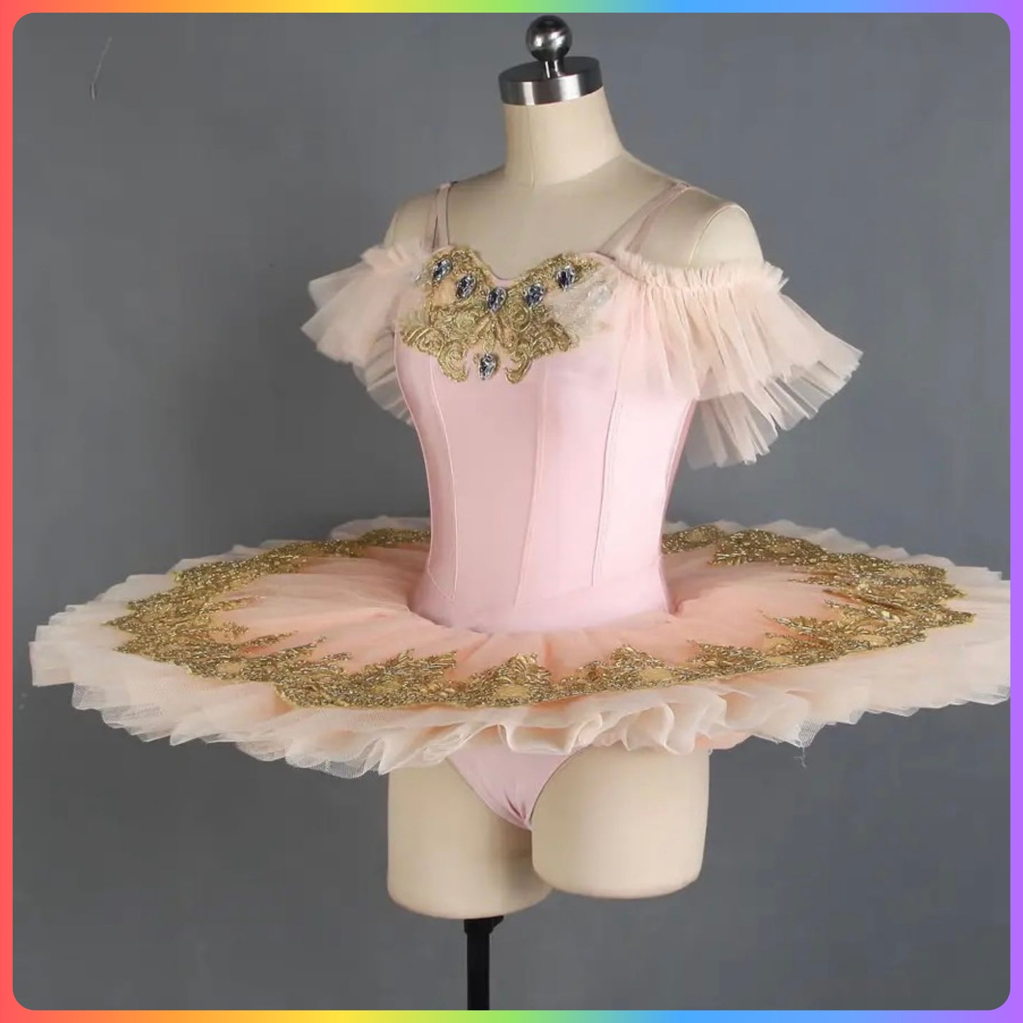 Pale Pink & Gold Professional Ballet Pancake Tutu (Child & Adult Sizes)