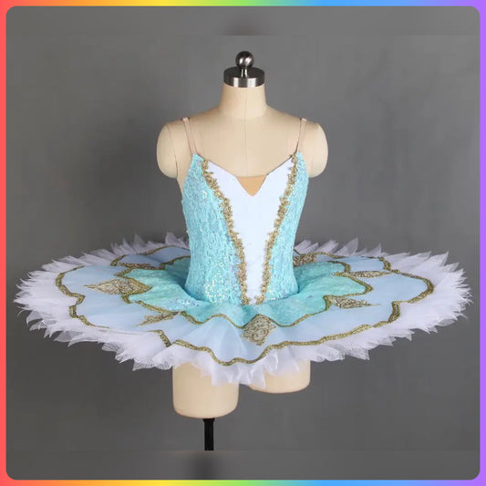 Pale Blue Sequin Lace Professional Ballet Pancake Tutu (Child & Adult Sizes)