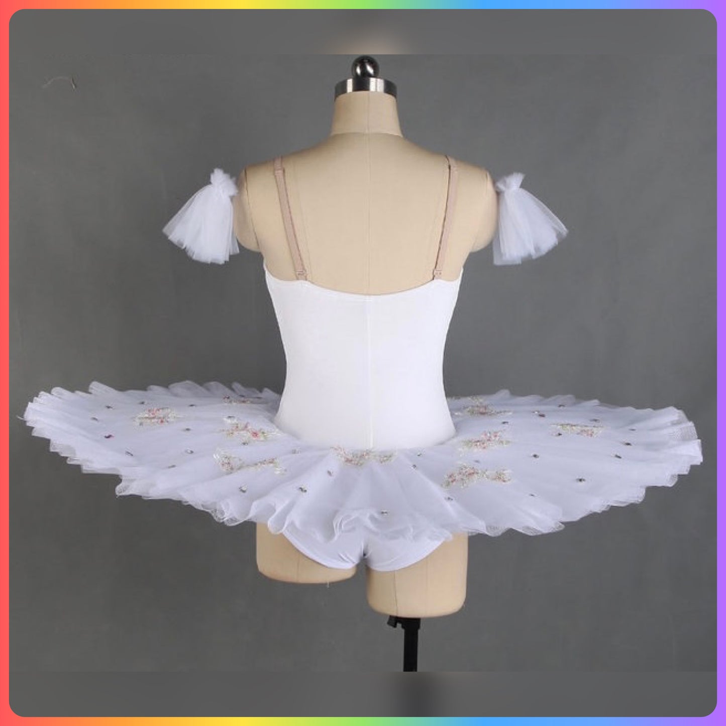 Velvet Floral White/Pink/Blue Professional Ballet Pancake Tutu (Child & Adult Sizes)