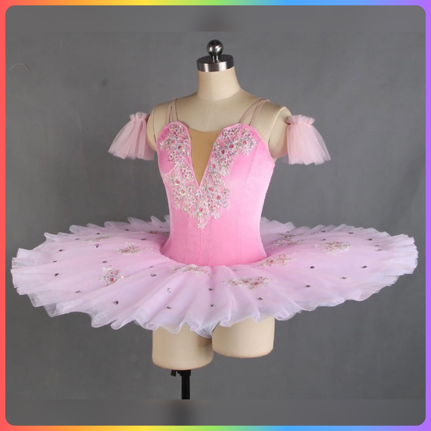 Velvet Floral White/Pink/Blue Professional Ballet Pancake Tutu (Child & Adult Sizes)