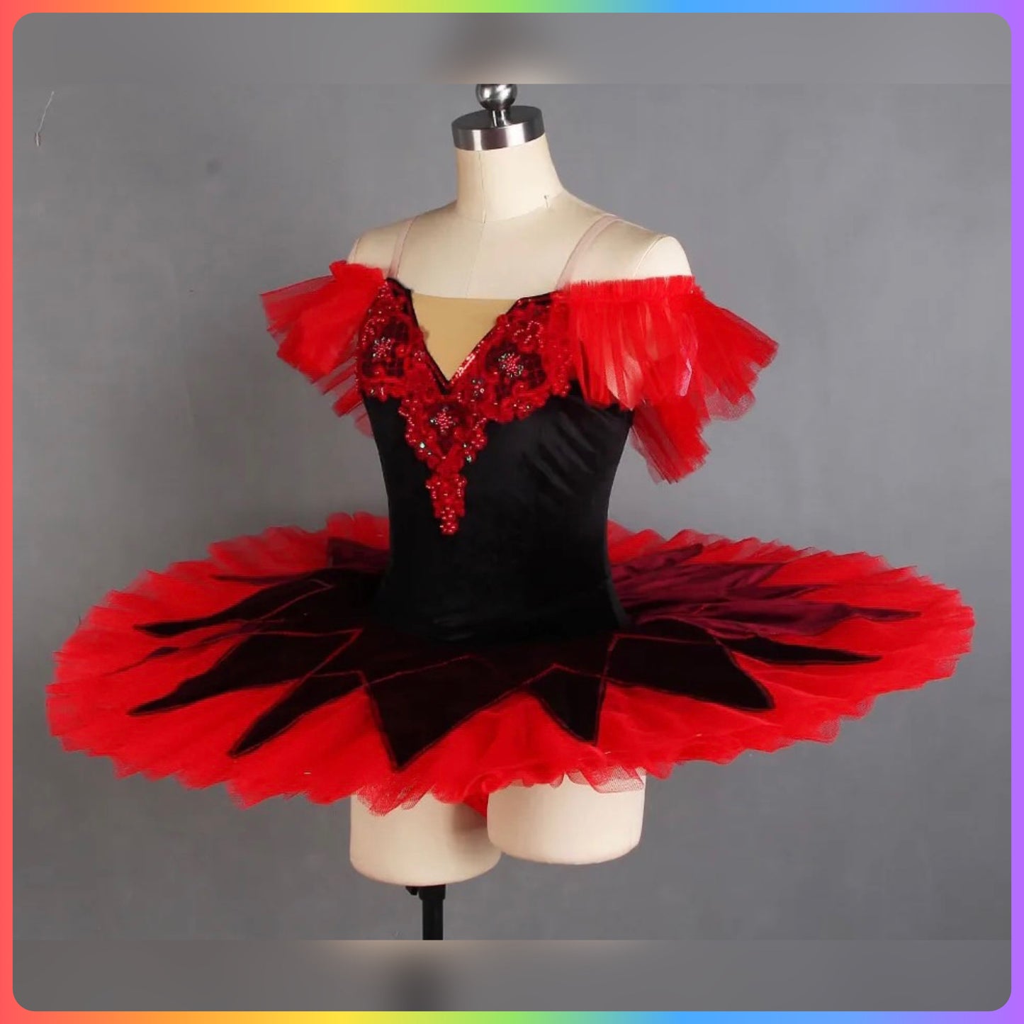 Red & Black Velvet Professional Ballet Pancake Tutu (Child & Adult Sizes)