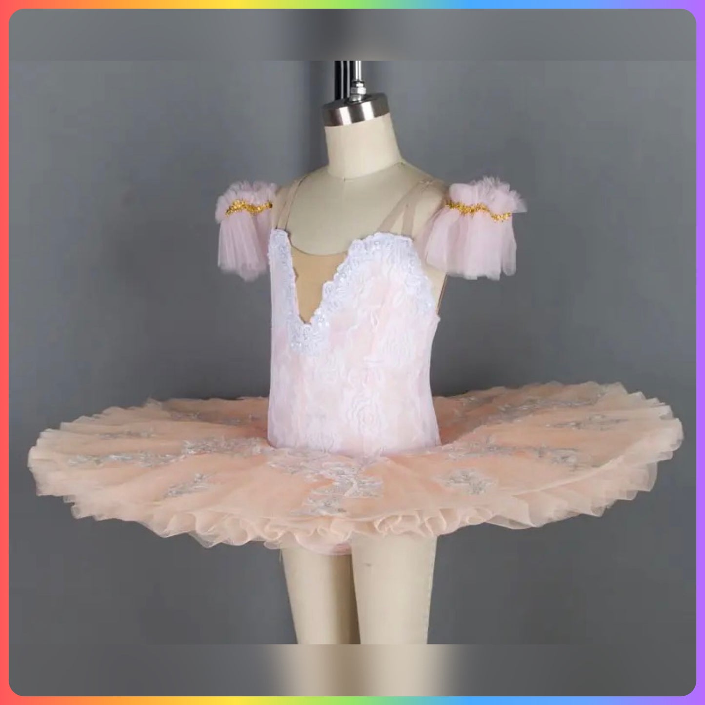 White Lace / Pink Professional Ballet Pancake Tutu (Child & Adult Sizes)
