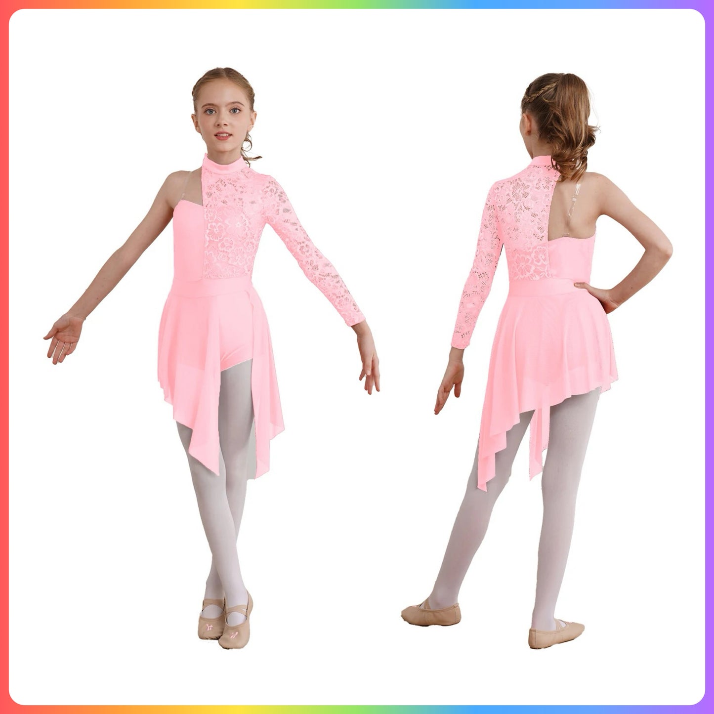Girls Lace One Sleeve Lyrical / Contemporary Dance Costume