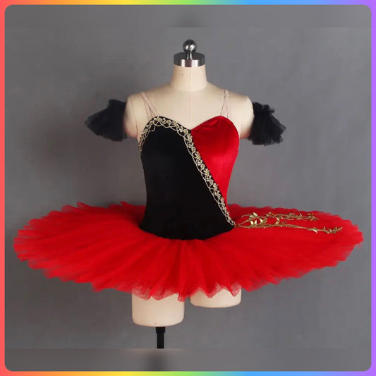 Black & Red Velvet Professional Ballet Pancake Tutu (Child & Adult Sizes)