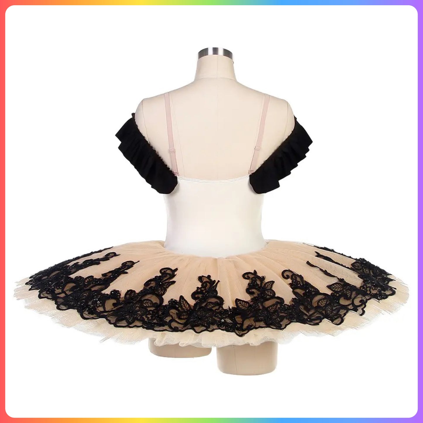 Ivory / White & Black Professional Ballet Pancake Tutu (Child & Adult sizes)