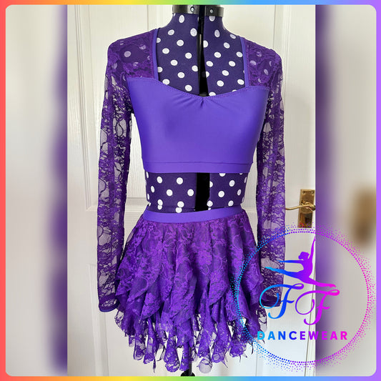 BESPOKE Purple Lace Lyrical / Contemporary Dance Costume (Size - Adult Small)