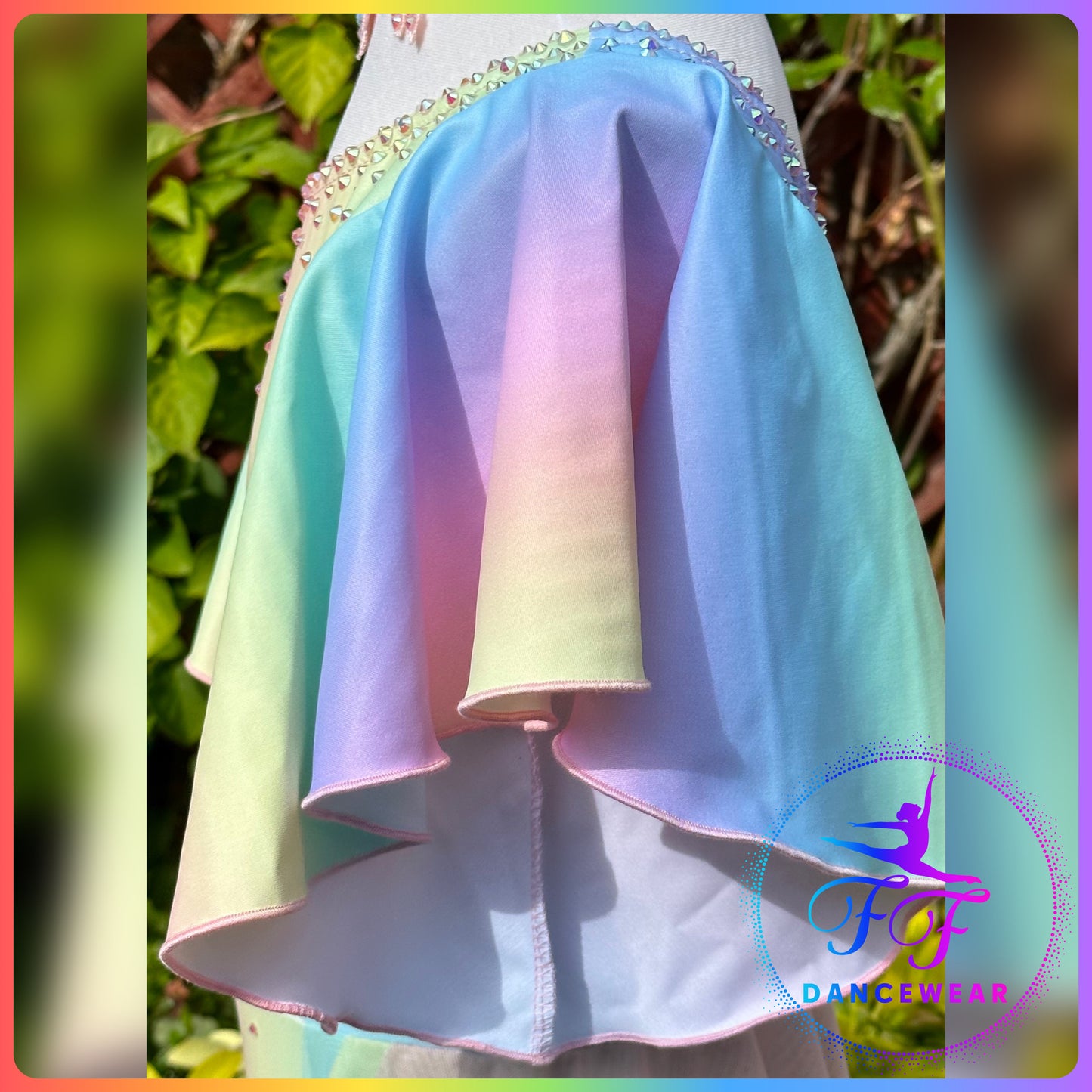 BESPOKE Pastel Rainbow Stoned Lyrical / Contemporary Dance Costume(Size 0 - 5/6 yrs)