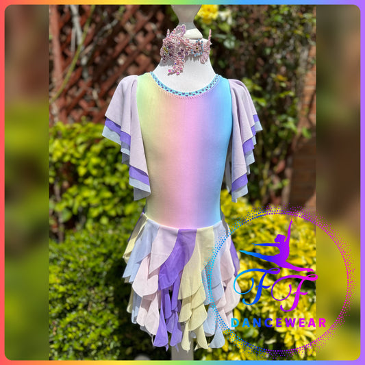 BESPOKE Pastel Rainbow Lyrical / Contemporary Dance Costume (Size 0 - 5/6 yrs)