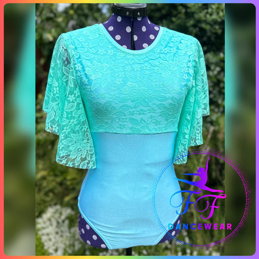 BESPOKE Mint Lace Lyrical / Contemporary Dance Costume (Size - Adult Small)