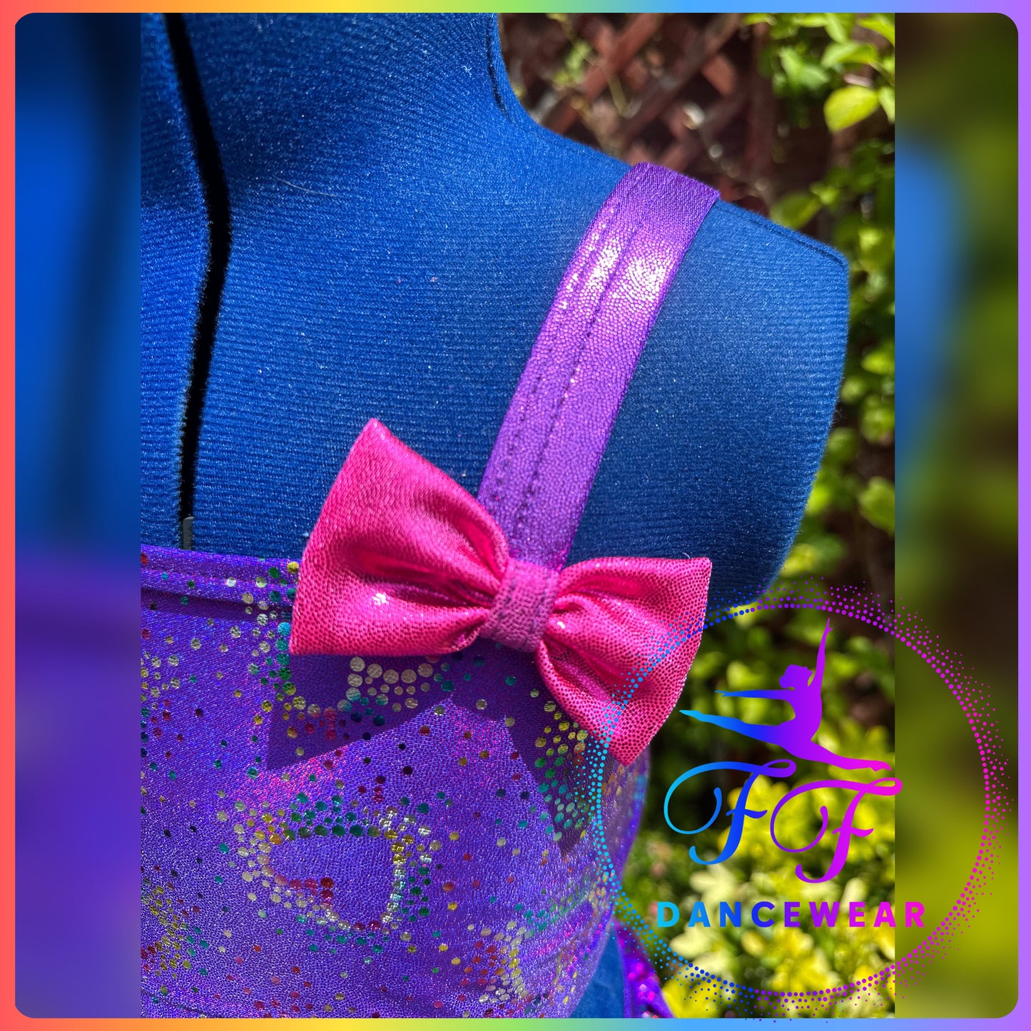 BESPOKE Metallic Purple and Rainbow Hearts Modern / Tap Dance Costume (Size 1 - approx. 7/8 yrs)