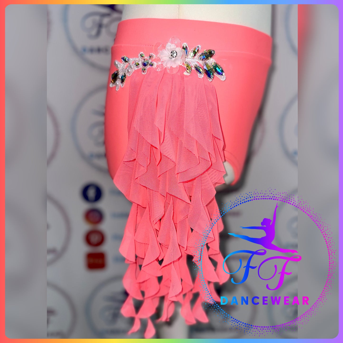 BESPOKE Coral Lyrical / Contemporary / Modern Dance Costume Two Piece (Size 3 - 13/14 yrs approx)