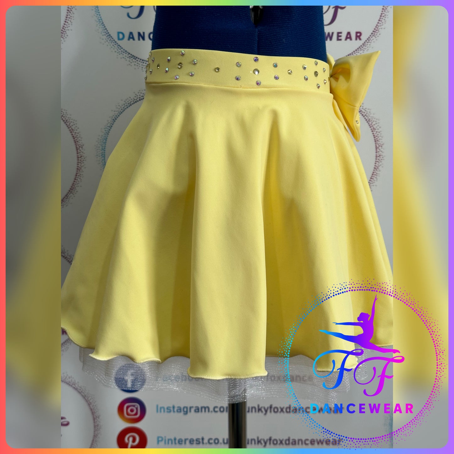 BESPOKE Lemon Yellow Stoned Modern / Tap / Jazz Dance Costume (Size 1 - approx. 7/8yrs)