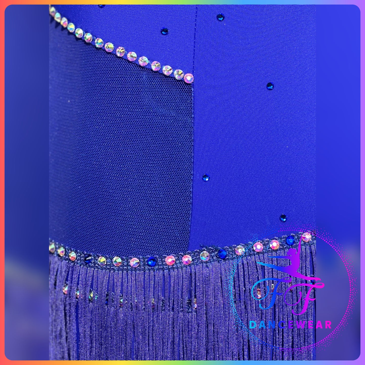 Sapphire Blue Bespoke Stoned Modern / Tap / Jazz Dance Costume (Size 3a - 11/12 yrs approx)
