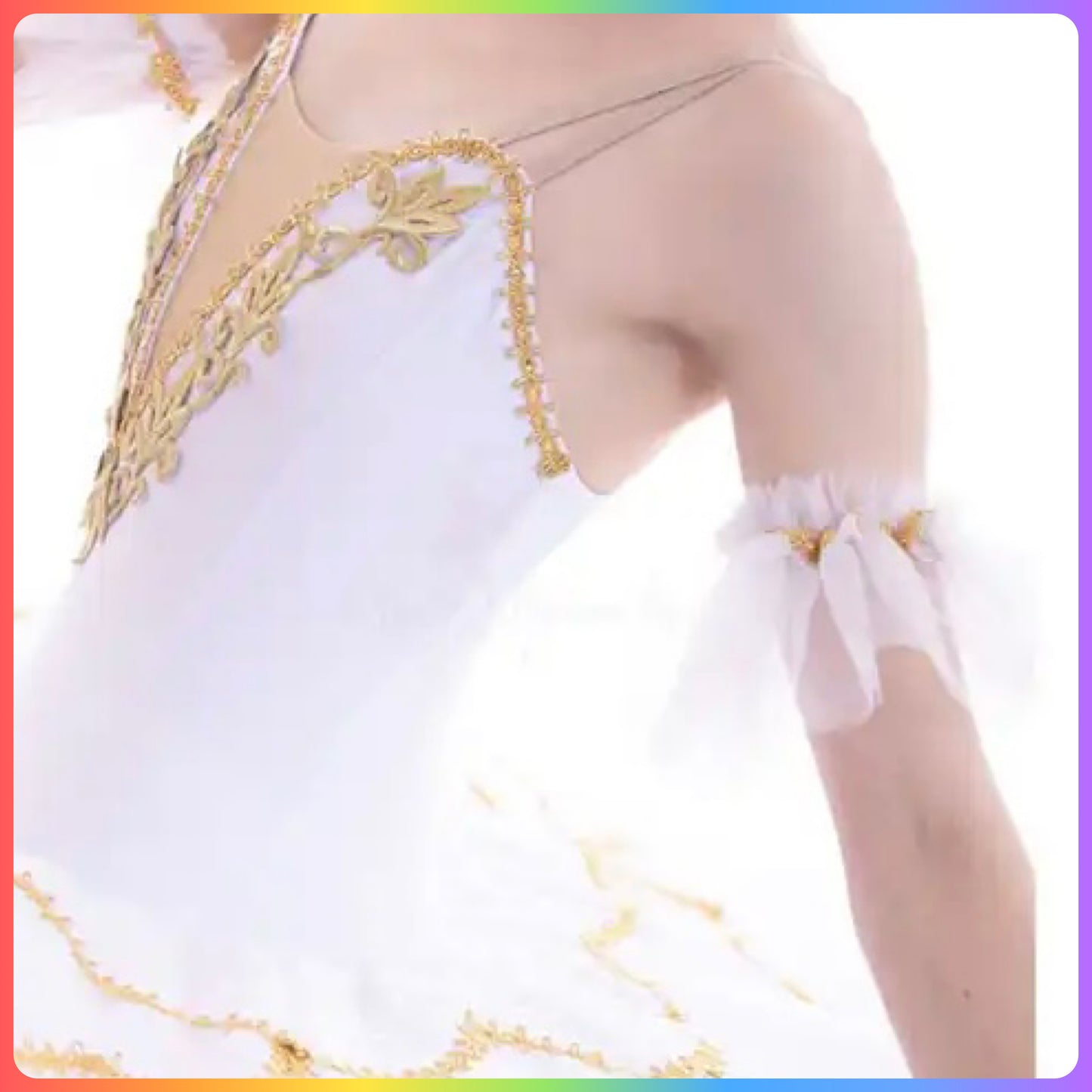 White Classical Gold Trim Professional Ballet Pancake Tutu (Child & Adult Sizes)