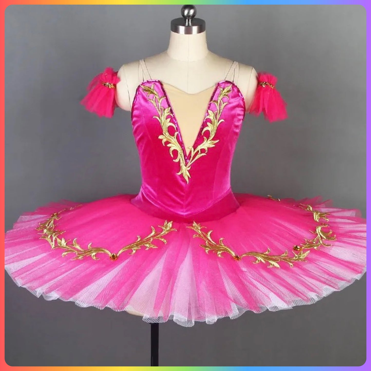 Hot Pink / Green Professional Ballet Pancake Tutu (Child & Adult Sizes)
