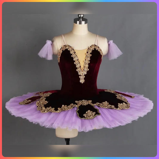 Deep Purple Velvet Professional Ballet Pancake Tutu (Child & Adult Sizes)