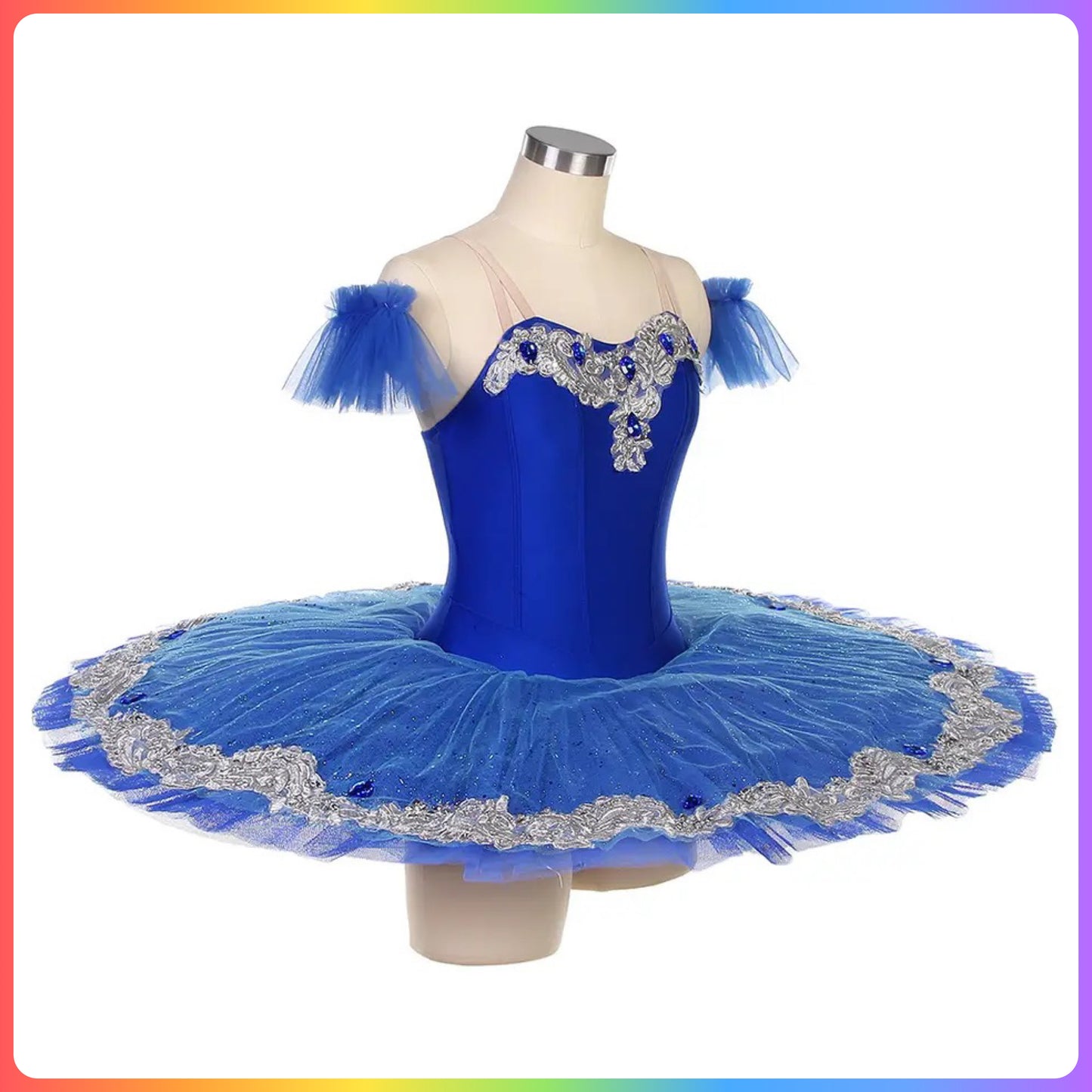 Royal Blue Silver Professional Ballet Pancake Tutu (Child & Adult Sizes)