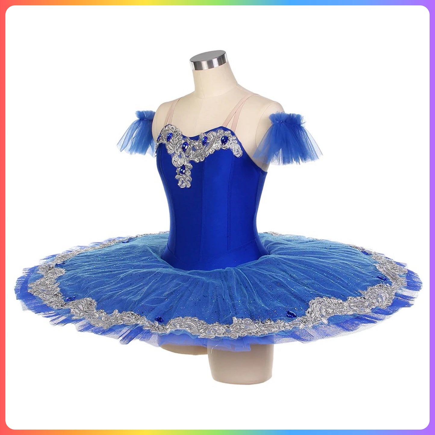Royal Blue Silver Professional Ballet Pancake Tutu (Child & Adult Sizes)