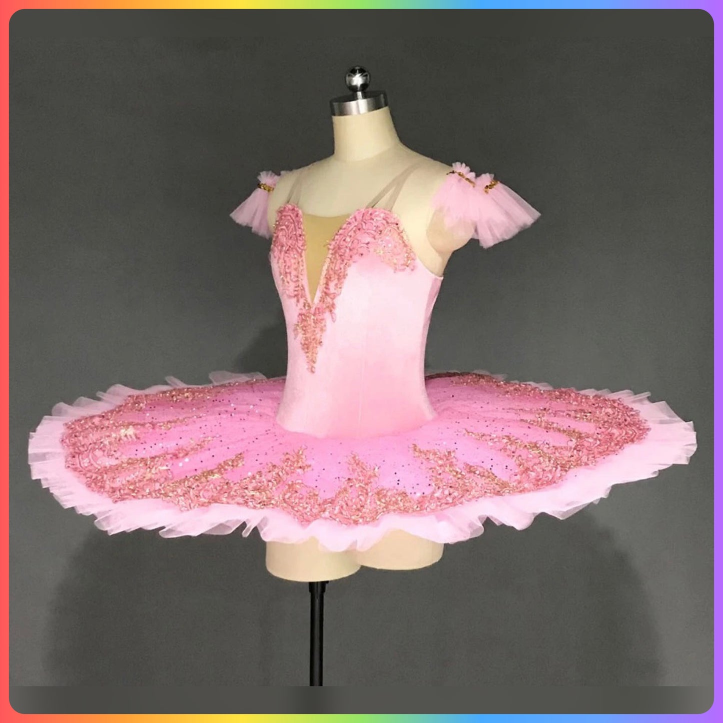 Pink Velvet Sequin Professional Ballet Pancake Tutu (Child & Adult Sizes)